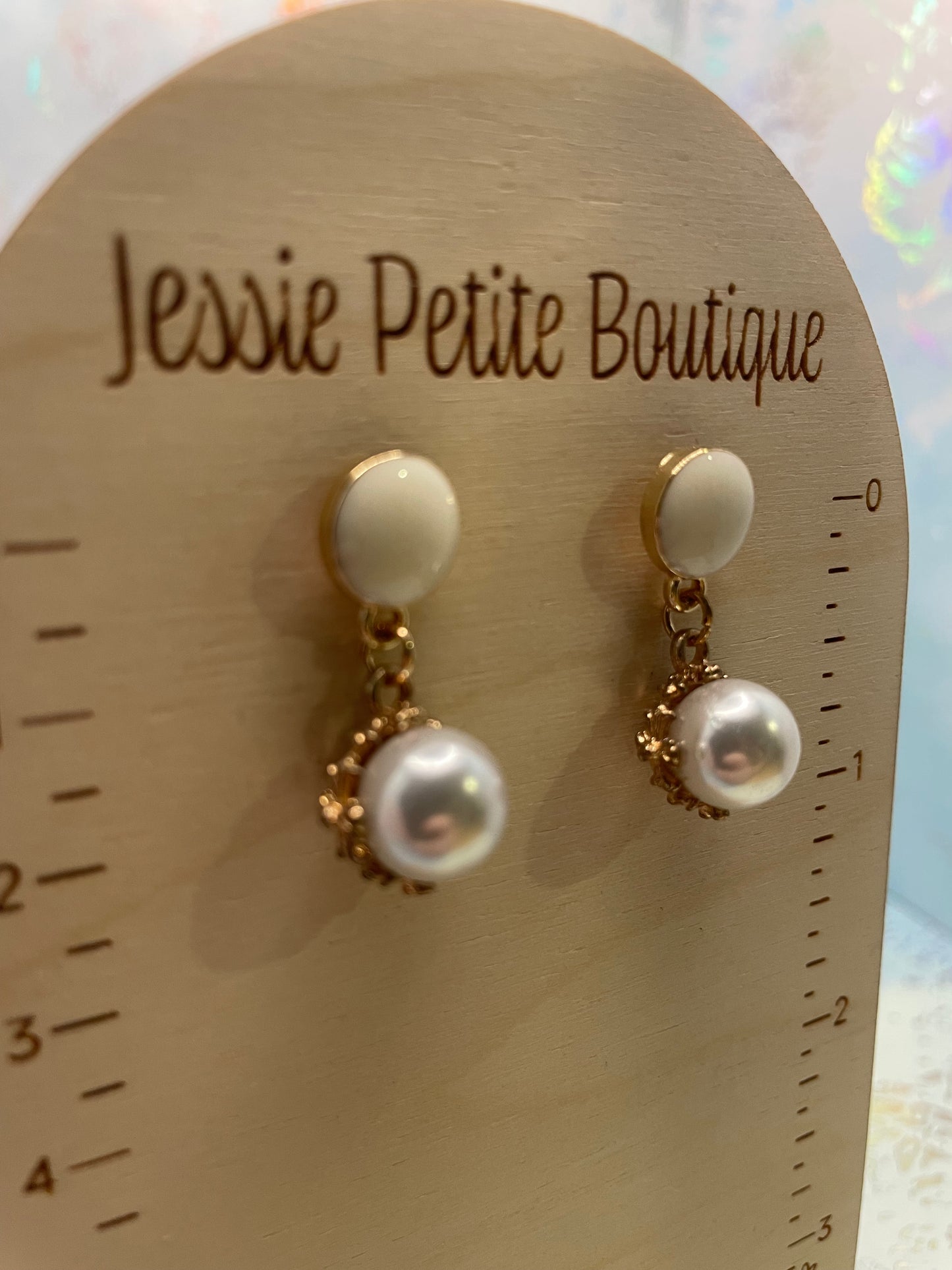Perle avec bouton d'oreille en or rose - Sans nickel