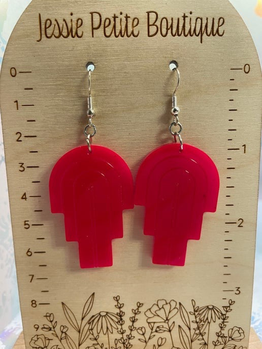 Hot Pink Funky Arch Earrings