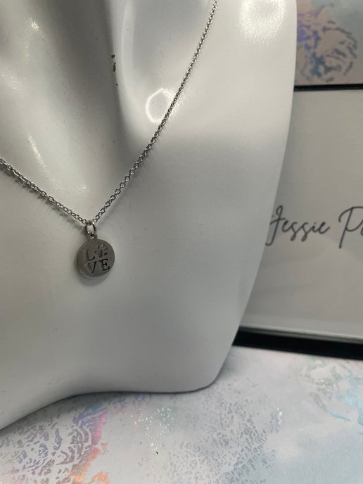 Love With Paws Silver Necklace – 18" Stainless Steel +Nickel Free