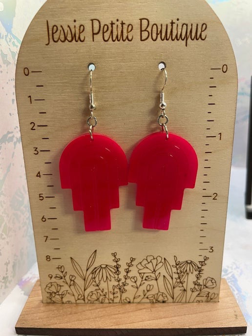 Hot Pink Funky Arch Earrings