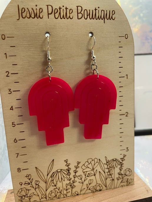 Hot Pink Funky Arch Earrings