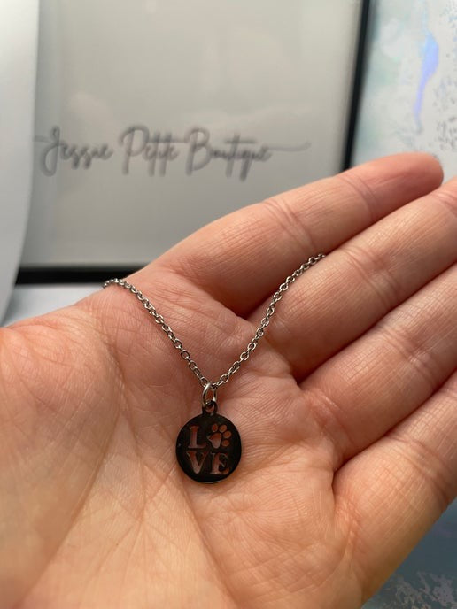 Love With Paws Silver Necklace – 18" Stainless Steel +Nickel Free
