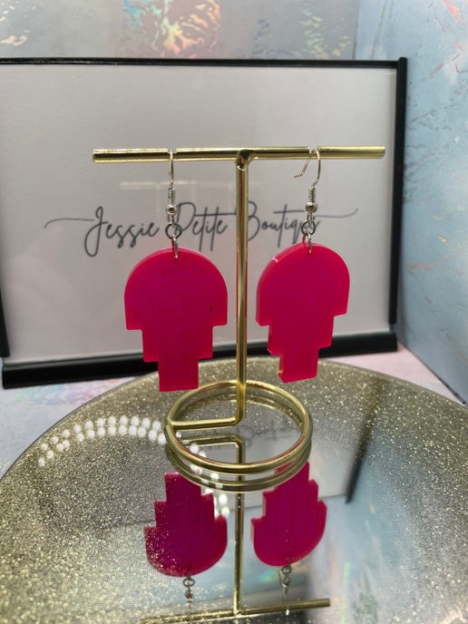 Hot Pink Funky Arch Earrings