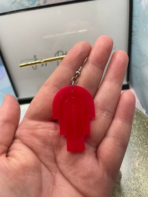 Hot Pink Funky Arch Earrings