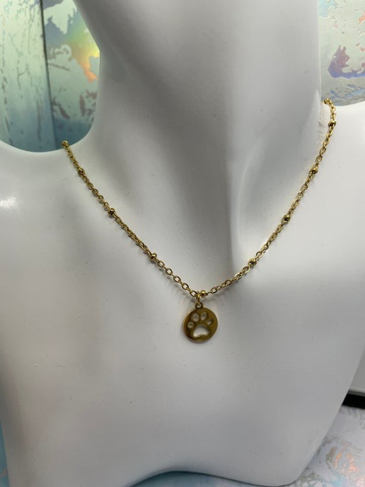 Animal Imprint Gold Necklace 19'' -Stainless Steel