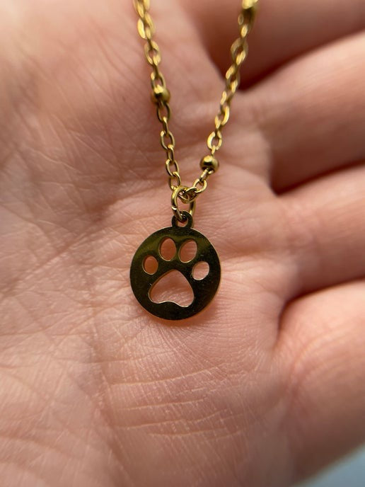 Collier empreinte animale or-19'' Acier inoxydable