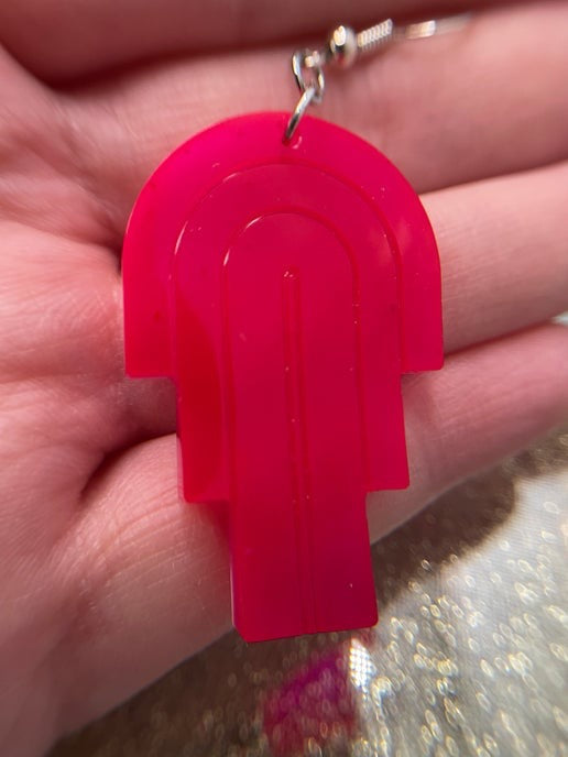 Hot Pink Funky Arch Earrings
