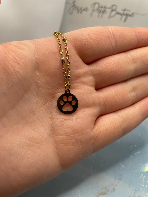 Collier empreinte animale or-19'' Acier inoxydable