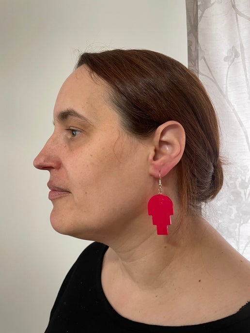 Hot Pink Funky Arch Earrings