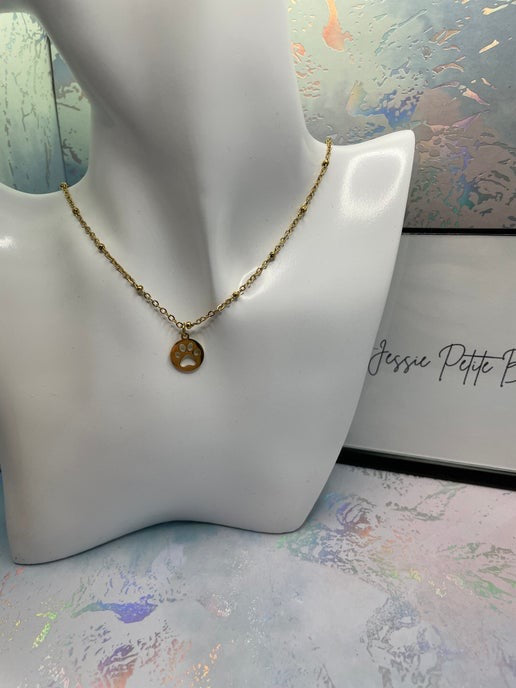 Collier empreinte animale or-19'' Acier inoxydable