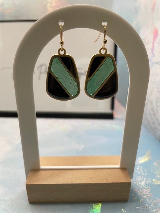 Black and Green Dangle Earrings