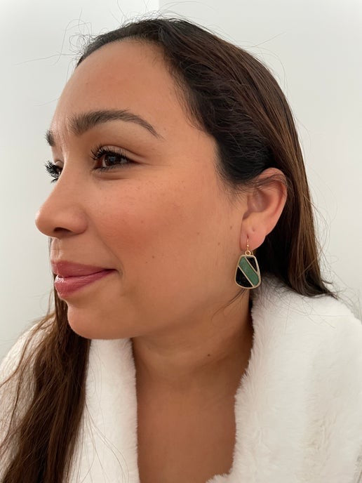 Black and Green Dangle Earrings