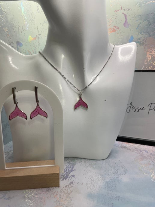 Sparkly Pink Mermaid Tail Set -Stainless Steel