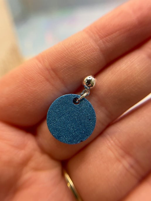 Tiny Blue Resin Circle Earrings-Nickel Free