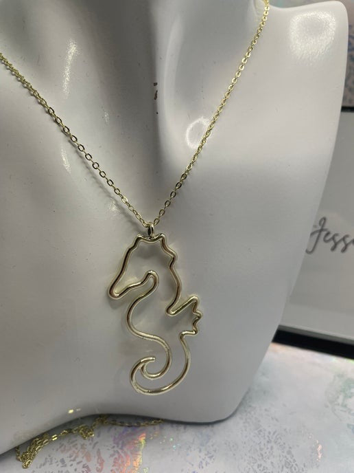 Big Seahorse Necklace 27'' NICKEL FREE