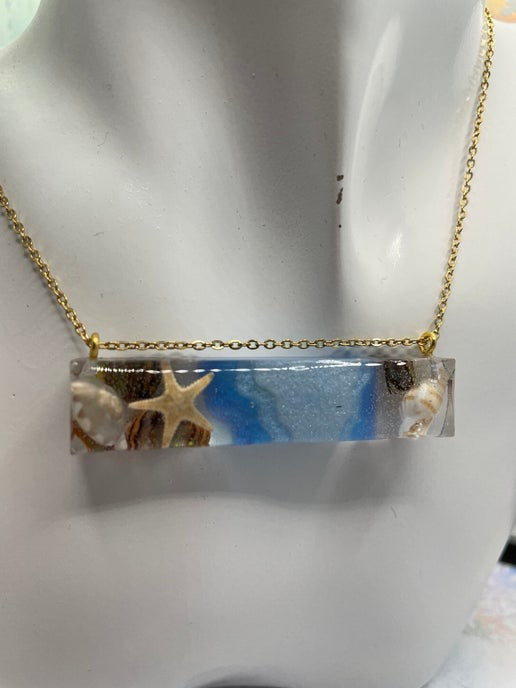 ocean rectangle pendant 21'' NICKEL FREE