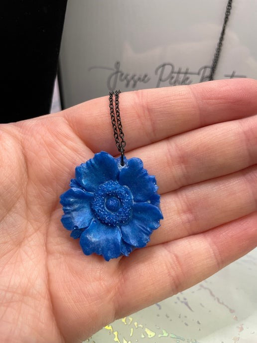 Collier Anémone Bleue 23" - Sans Nickel