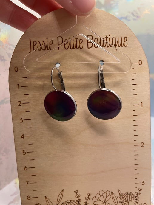 Boucles d'oreilles dormeuse aurore boréale brille dans le noir – Acier Inoxydable