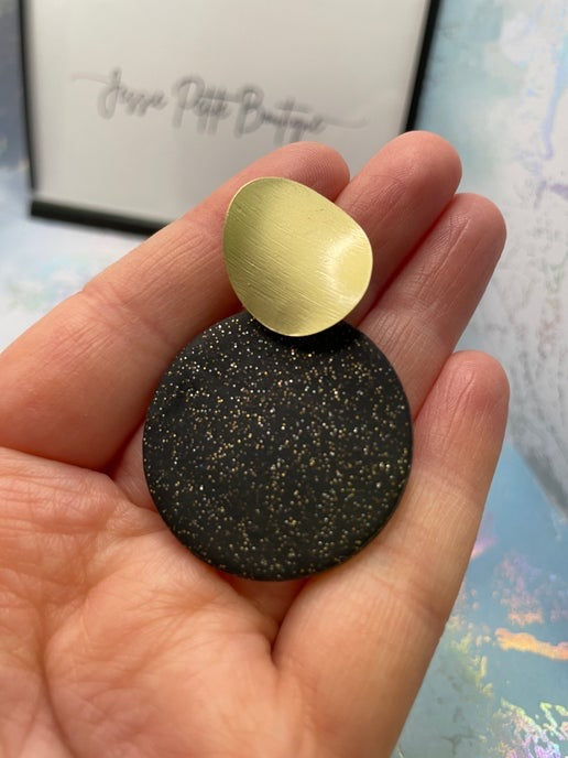 Twinkle Clay Round Earrings + Gold Stud