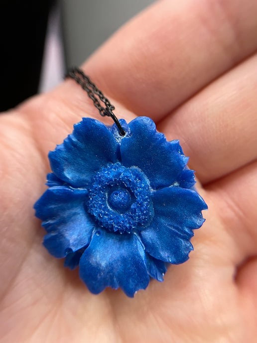 Collier Anémone Bleue 23" - Sans Nickel