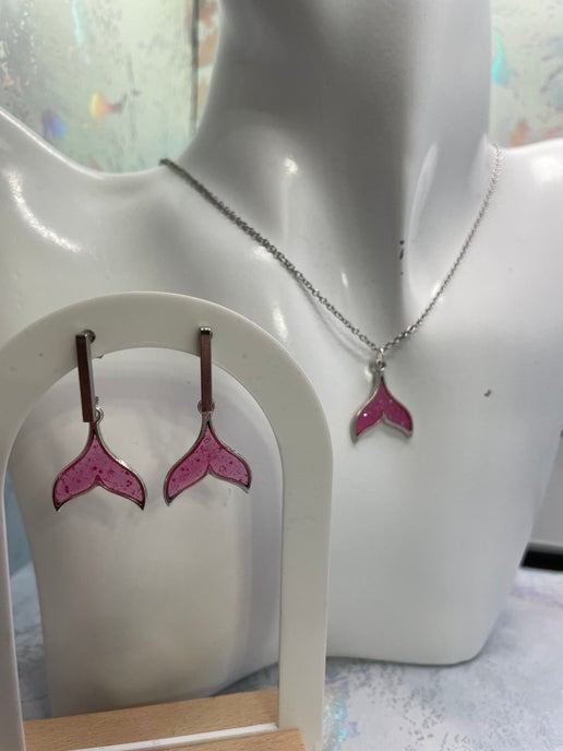 Sparkly Pink Mermaid Tail Set -Stainless Steel