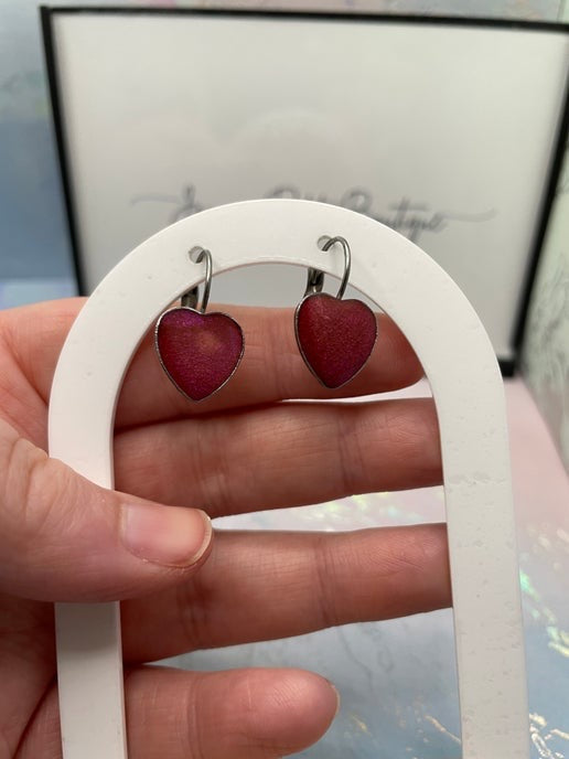 Boucles d'oreilles dormeuse en cœur -Acier inoxydable