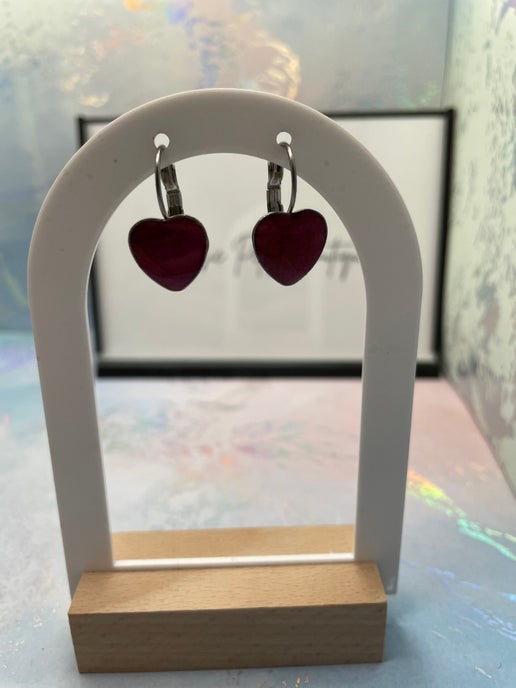 Boucles d'oreilles dormeuse en cœur -Acier inoxydable