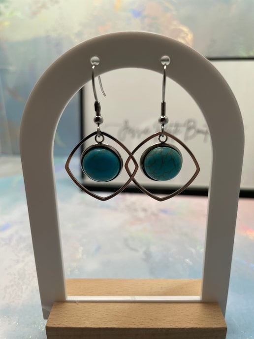 Boucles d'oreilles pendantes en turquoise naturelle