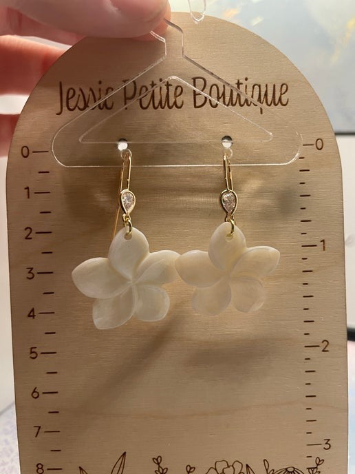Ensemble coquillage en fleur + zircone-20'' Sans Nickel
