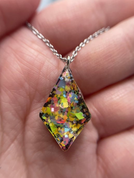 Funky Rhombus Pendant Necklace- 20''Stainless steel+Nickel free