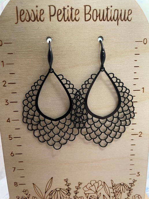 Boucles d'oreilles en larme noire