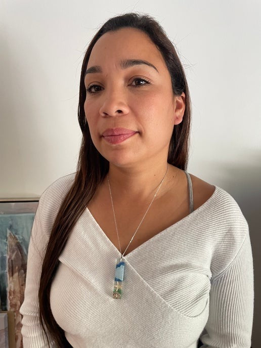 Ocean Starfish Rectangle Necklace- 20" Silver Chain