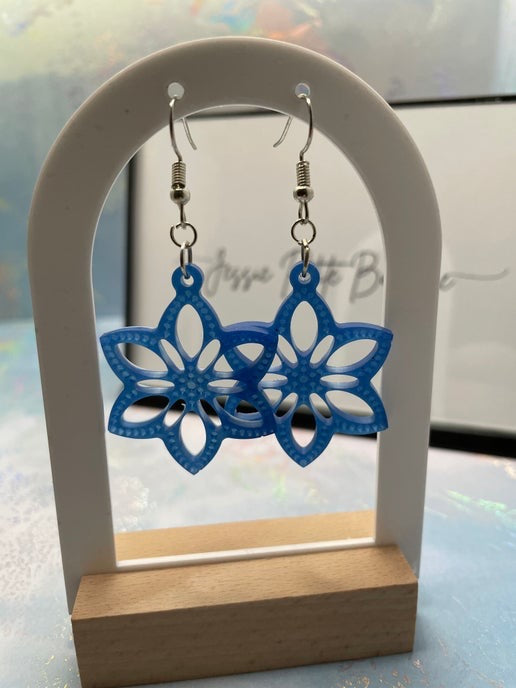 Boucles d'oreilles fleur mandala bleue-Sans Nickel 