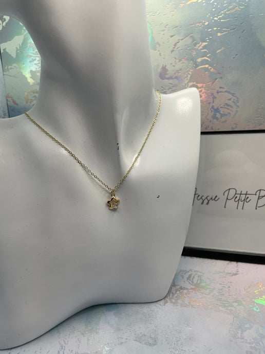 Collier étoile dorée avec rhinestone 18'' - Sans nickel