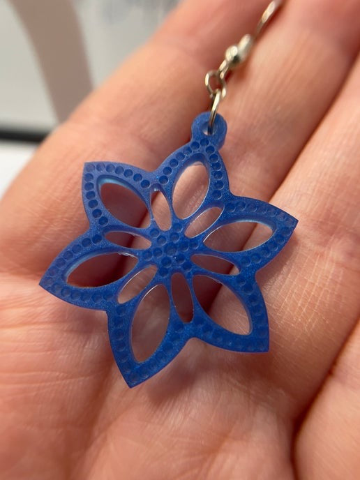 Boucles d'oreilles fleur mandala bleue-Sans Nickel 