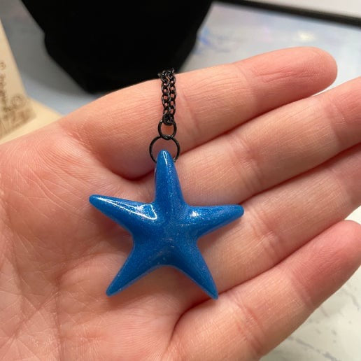 Collier étoile de mer bleue 27'' sans nickel