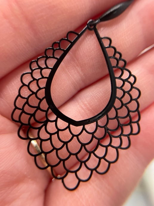 Boucles d'oreilles en larme noire