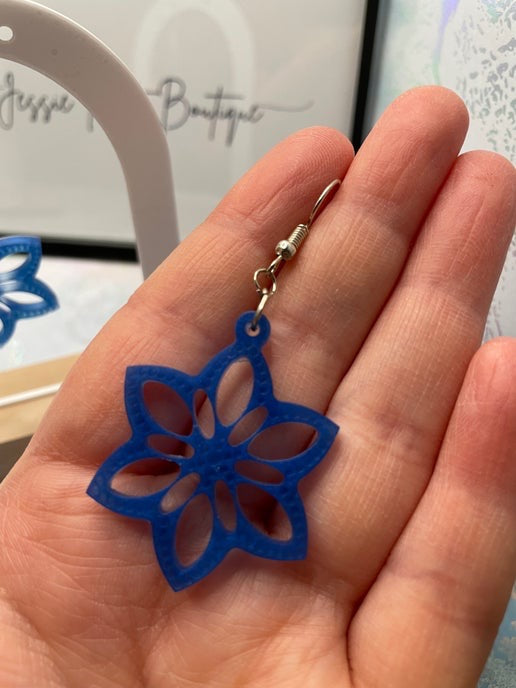 Boucles d'oreilles fleur mandala bleue-Sans Nickel 