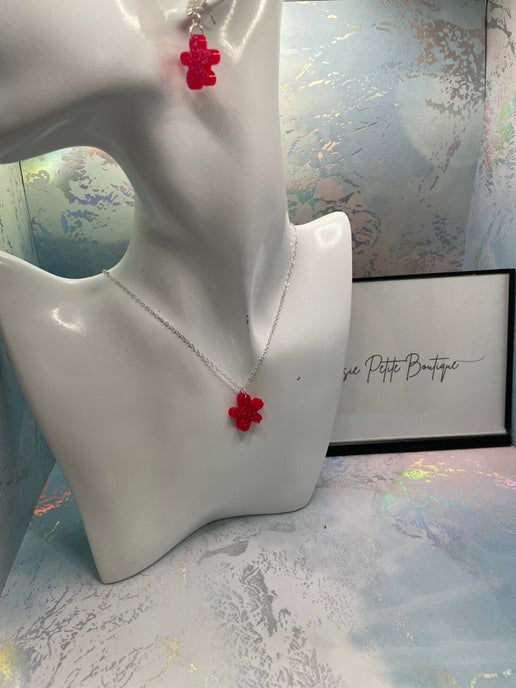 Ensemble fleurs roses scintillantes 20`"