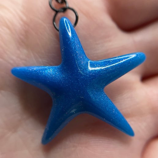 Collier étoile de mer bleue 27'' sans nickel