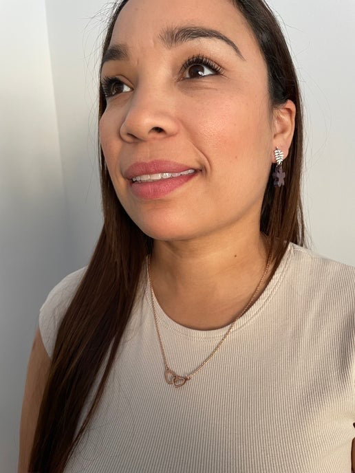 Double Heart Pendant Necklace on Rose Gold Chain - Stainless Steel