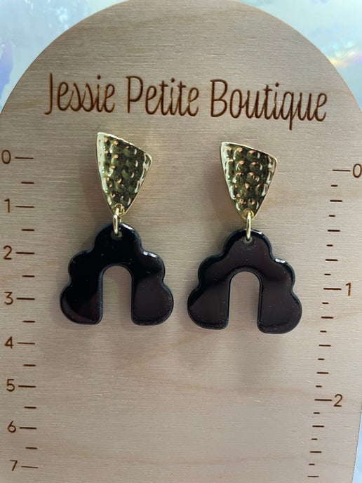 Black Arch With Gold Plated Triangle Stud