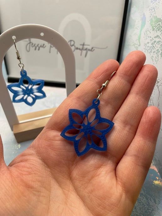 Boucles d'oreilles fleur mandala bleue-Sans Nickel 