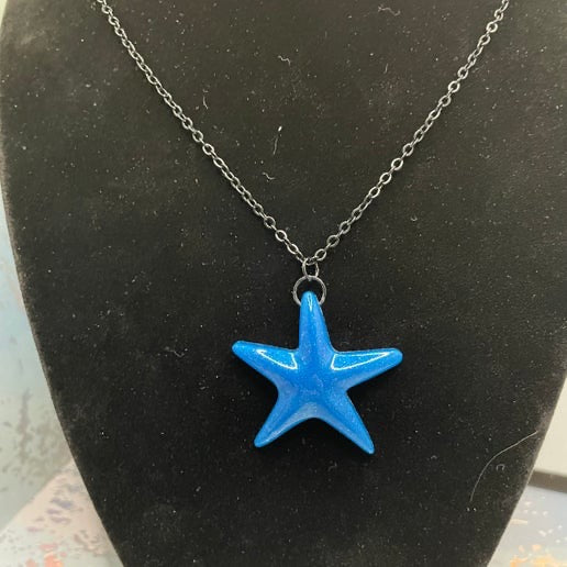 Collier étoile de mer bleue 27'' sans nickel