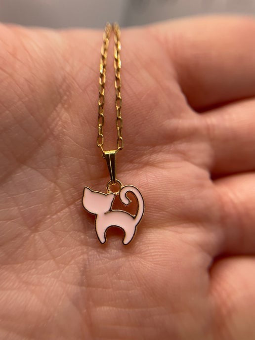 Collier petit chat rose-20'' Sans Nickel