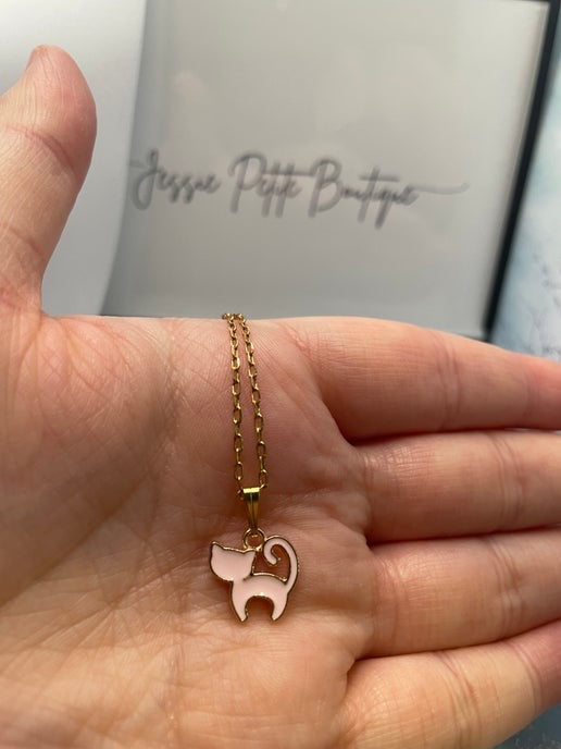 Collier petit chat rose-20'' Sans Nickel