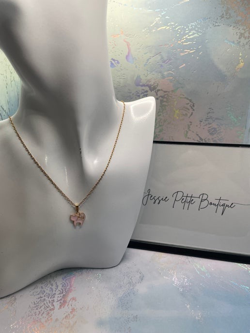 Collier petit chat rose-20'' Sans Nickel