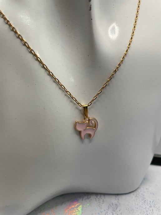 Collier petit chat rose-20'' Sans Nickel