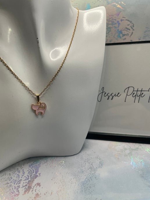 Collier petit chat rose-20'' Sans Nickel