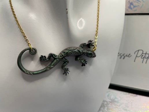 Collier caméléon gecko vert - 22''